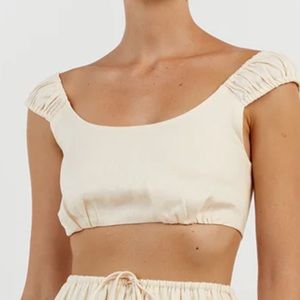 Abby Butter Linen Crop Top Diish